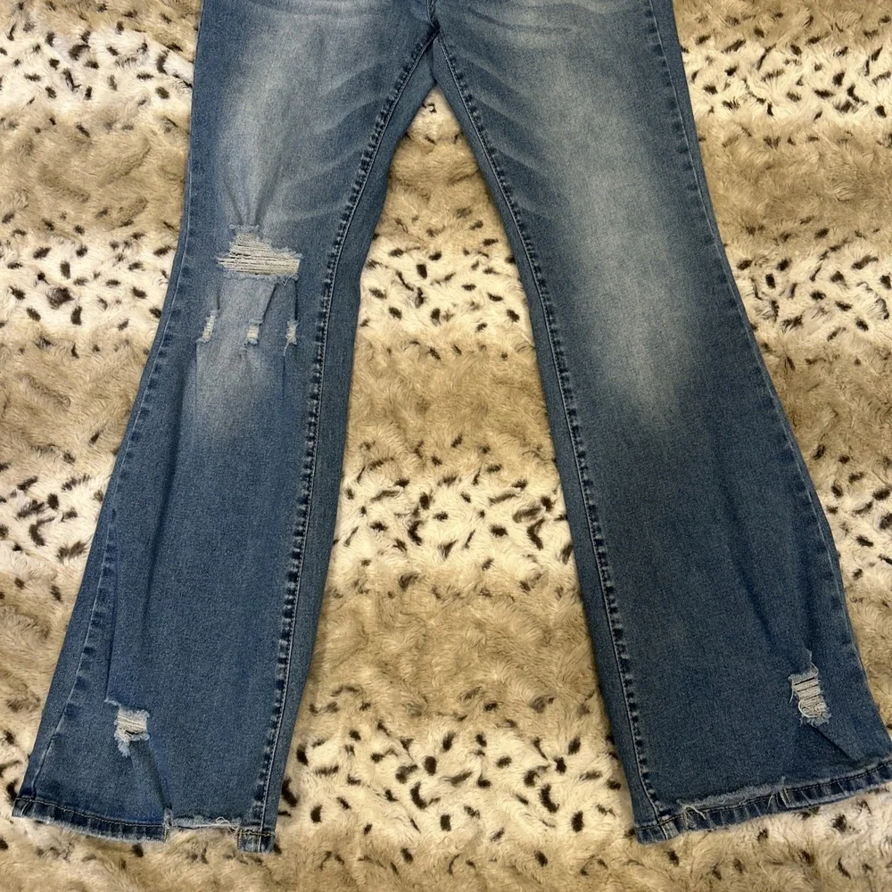 Women's Denim Bootcut Stretch‎ Distressed Blue Light Wash Jeans Size 6 (28x29)